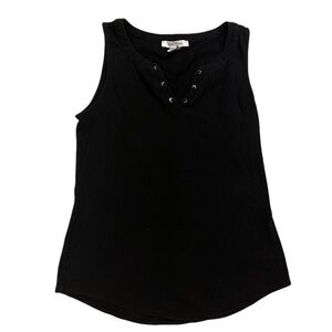White House Black Market Black Lace Up Sleeveless Top Small